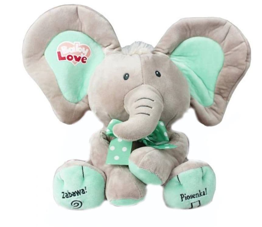 Plush igrača slonček za igro peek-a-boo, bež-mint barve, 24 cm 6