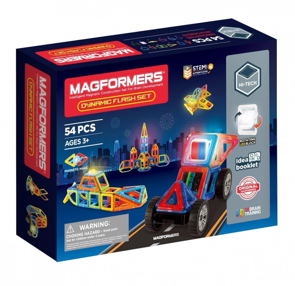 MAGFORMERS magnetni gradbeni bloki Dynamic Flash, 54 kosov