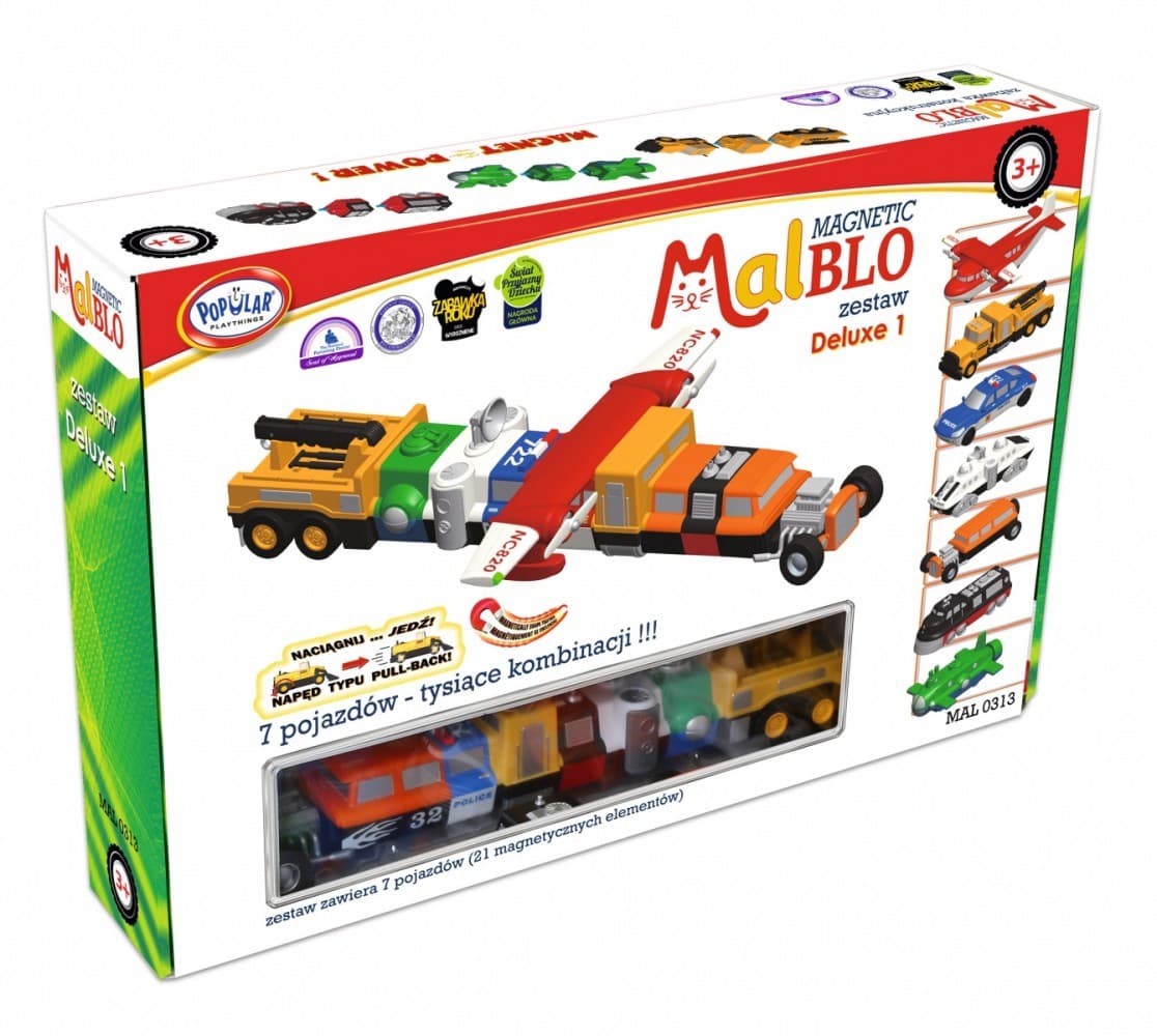 MALIK magnetni gradbeni bloki Vozila Deluxe 1, 21 delov
