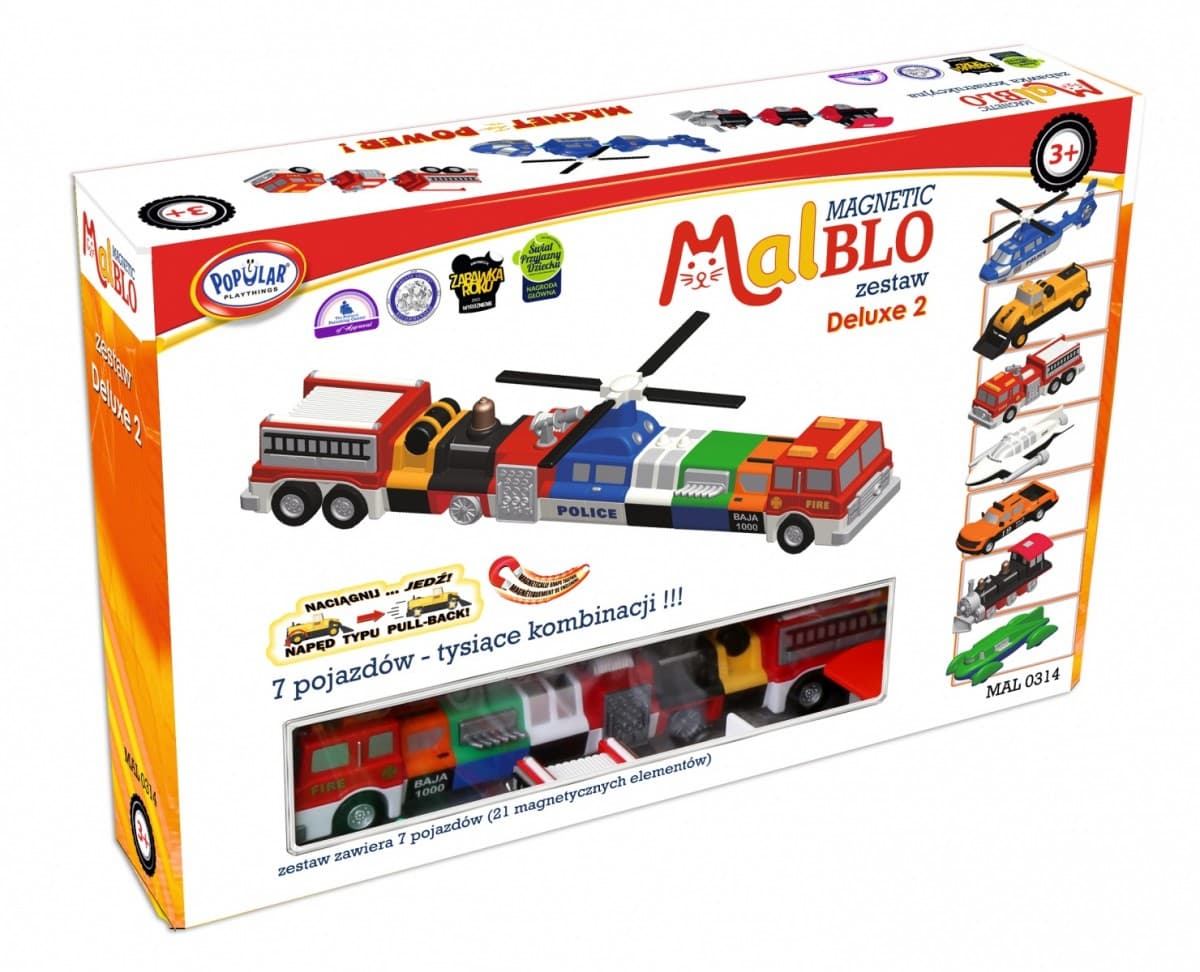 MALIK magnetni gradbeni bloki Vozila Deluxe 2, 21 delov