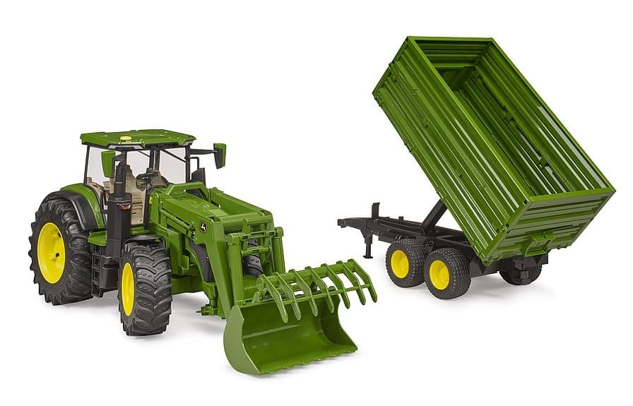 BRUDER Traktor John Deere 7R 350 z nakladalnikom in prikolico 6