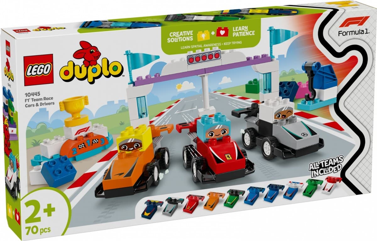 LEGO DUPLO Dirkalni avtomobili F1 - set za male ljubitelje hitrosti