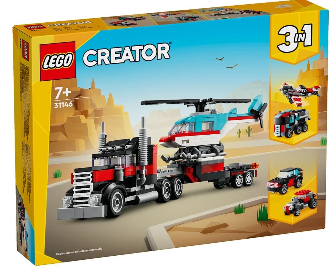 LEGO Creator 3v1: Tovornjak s platformo in helikopterjem (31146)