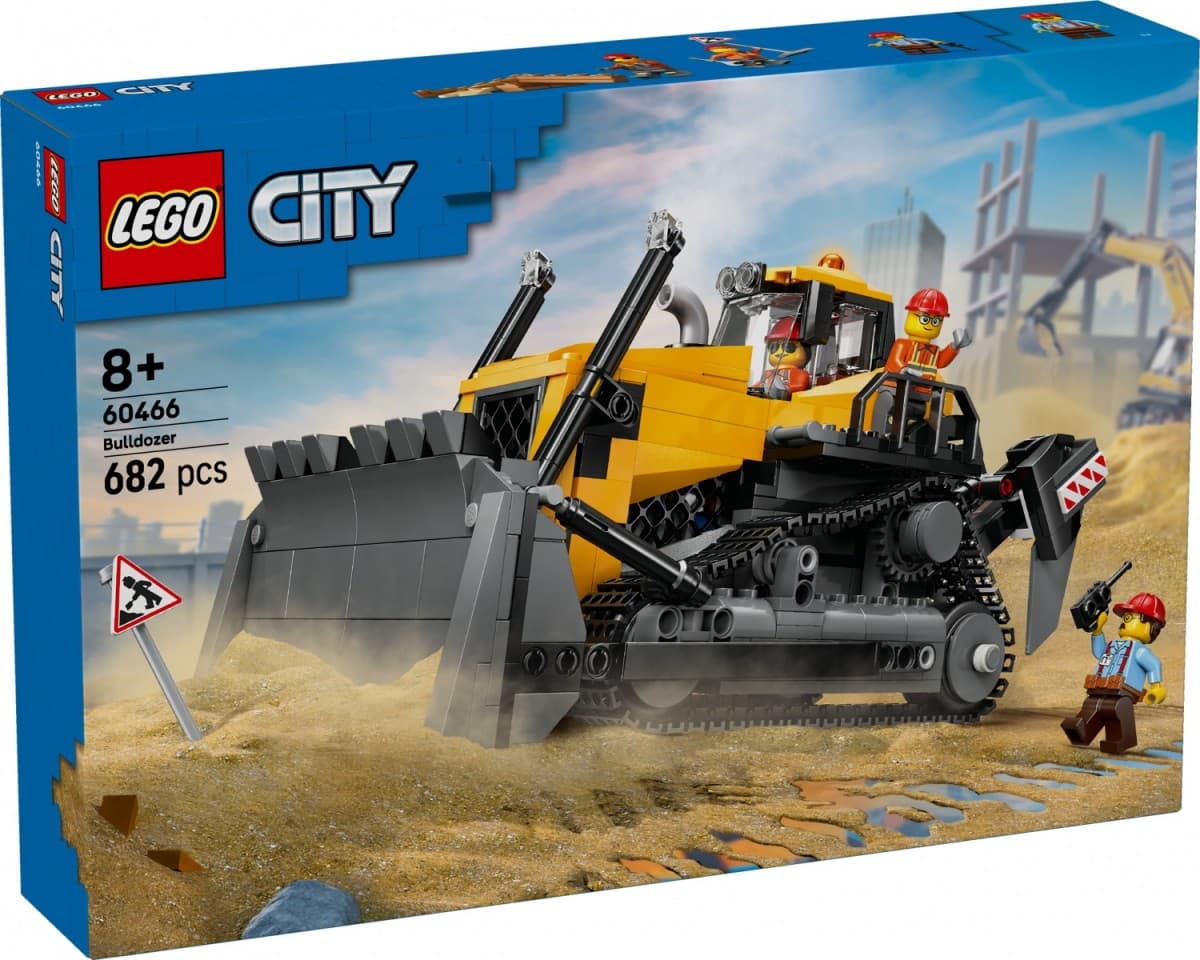 LEGO City Rumeni Buldožer 60466 - Gradbena igrača za otroke