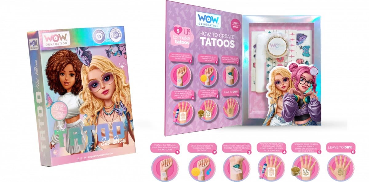 Kreativni set za ustvarjanje bleščečih tetovaž WOW Generation 7