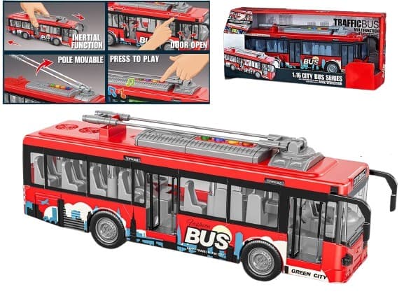 Avtobus na baterije z lučjo, zvokom in odpirajočimi se vrati