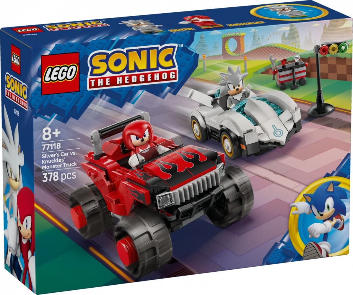 LEGO Sonic 77118 Silver proti Knucklesu v Monster Trucku: Komplet za dirke