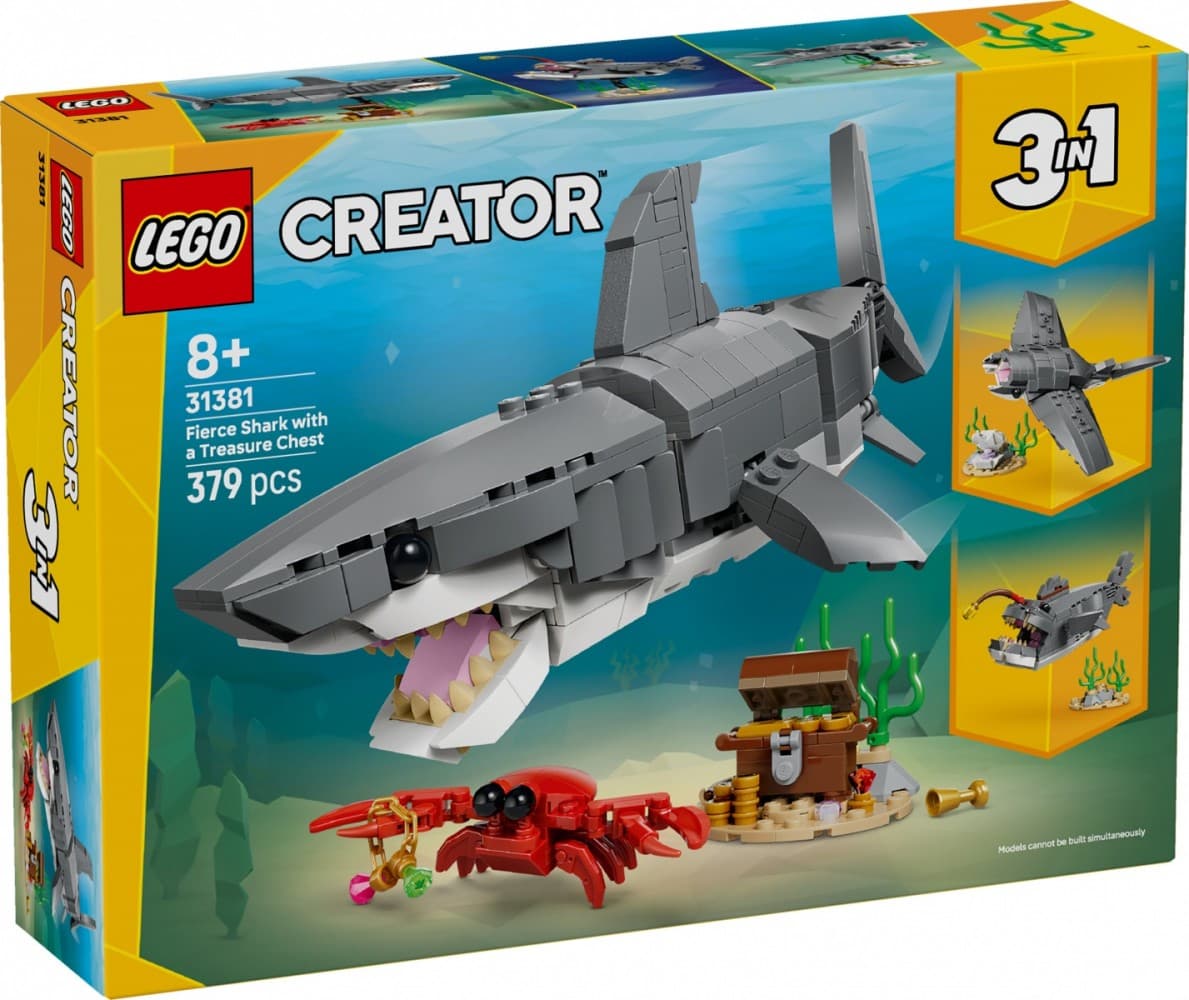 LEGO Creator 3v1 Grozni morski pes in skrinja s zakladom 31381