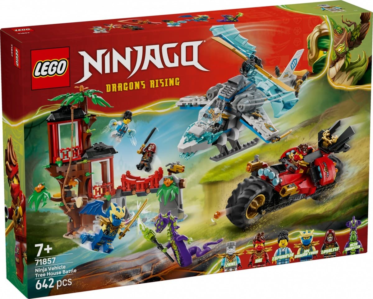 LEGO Ninjago 71857 Bitka ninja: drevesna hiša s helikopterjem in motorjem