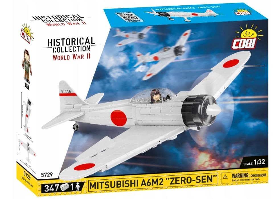 COBI KOCKI 2557 Mitsubishi A6M2 Zero-sen, 347 kock + pilot