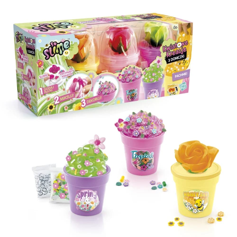 Kreativni set So Slime - Cvetlične kreacije, 3 lončke EPEE