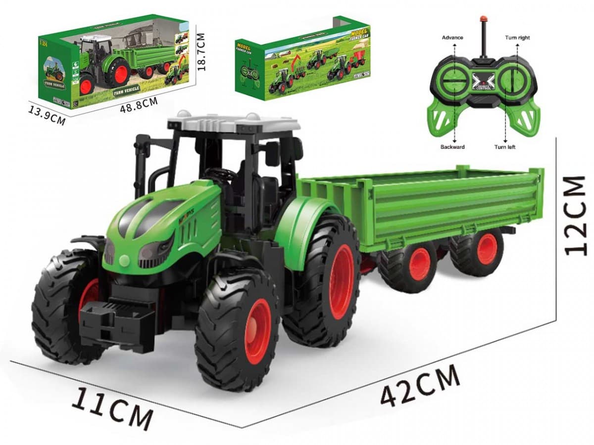 Daljinsko voden traktor z velikim RC priklopnikom