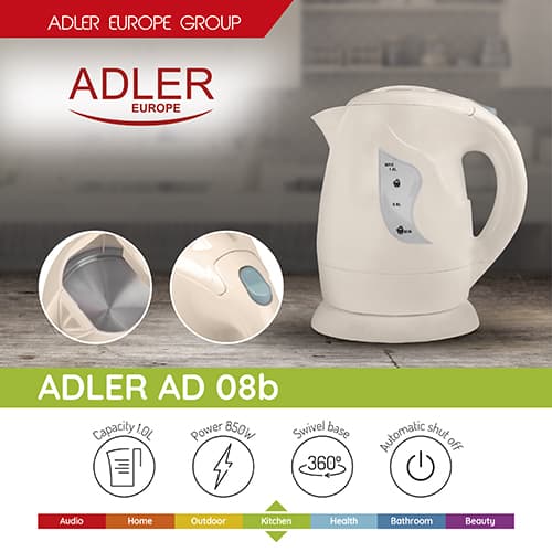 ADLER AD 08 - Kompakten kuhinjski grelnik vode, 1.0 L, bež 8