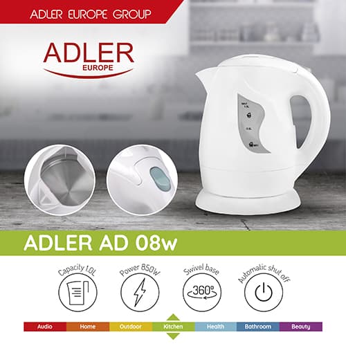 ADLER AD 08 - Kompakten kuhinjski grelnik vode, 1.0 L, bela 8