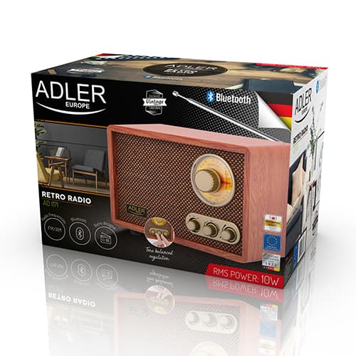 ADLER Retro radio z Bluetooth, AM/FM, les 7