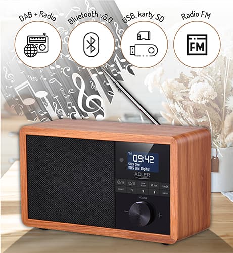 ADLER DAB+ Radio z Bluetooth, USB, SD, LCD, lesen 7
