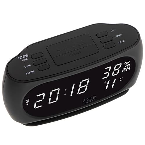 ADLER AD 1186 - LED budilka s prikazom temperature in vlažnosti, črna 3