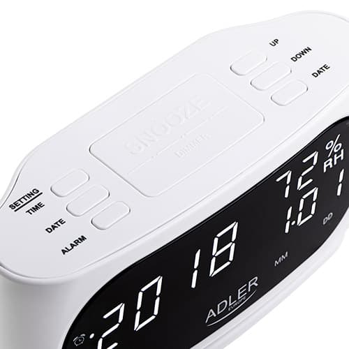 ADLER AD 1186 - LED budilka s prikazom temperature in vlažnosti, bela 3