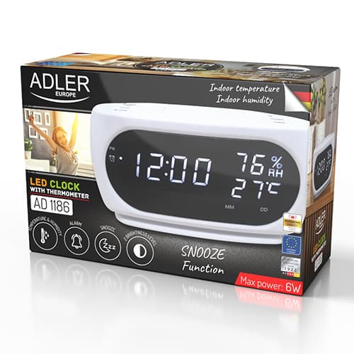 ADLER AD 1186 - LED budilka s prikazom temperature in vlažnosti, bela 6