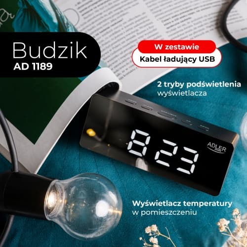 ADLER AD 1189 - Digitalna budilka z LED zaslonom in termometrom, črna 3