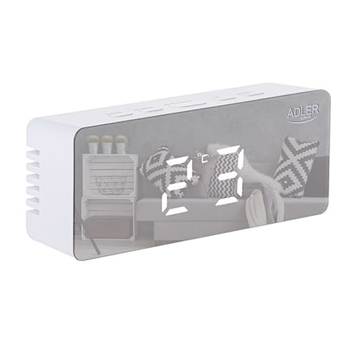 ADLER AD 1189 - Digitalna budilka z LED zaslonom in termometrom, bela