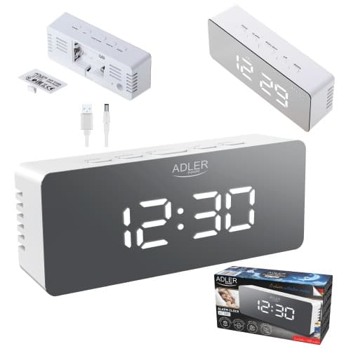 ADLER AD 1189 - Digitalna budilka z LED zaslonom in termometrom, bela 8