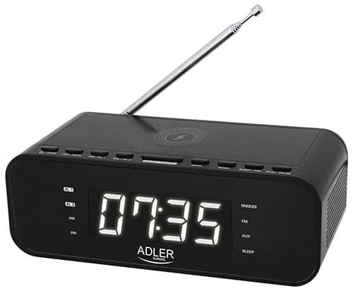 ADLER AD 1192 - Radio budilka z brezžično polnilko in FM radiem, črna