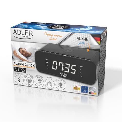 ADLER AD 1192 - Radio budilka z brezžično polnilko in FM radiem, črna 6