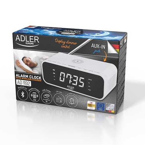 ADLER AD 1192 - Radio budilka z brezžično polnilko in FM radiem, bela 6