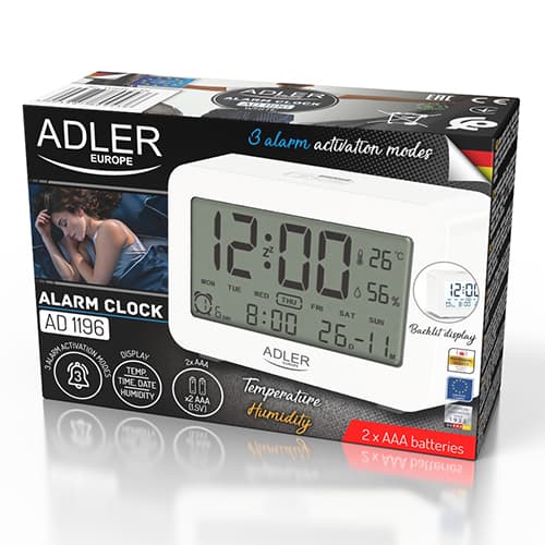 ADLER AD 1196 Budilka na baterije, bela 5