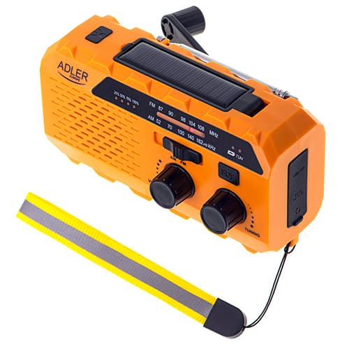 ADLER Solarno radio z ročno dinamo kurbljico in LED svetilko