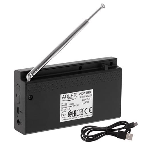 Prenosni radio Adler AD 1198 - LCD, FM, Bluetooth, ura 5