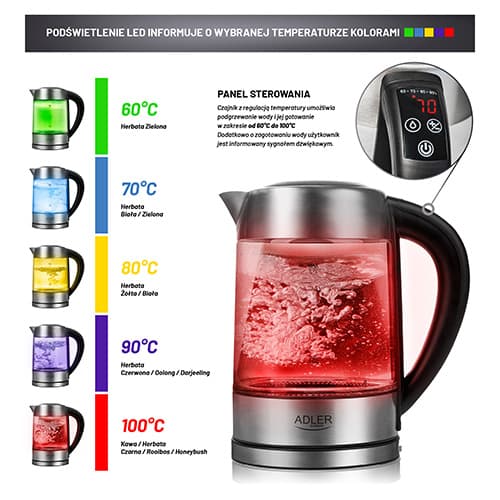 ADLER AD 1247 Stekleni kuhalnik z regulacijo temperature, 1,7 L 8