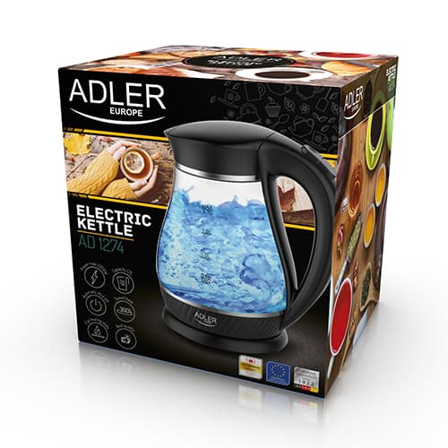 Adler AD 1274 - Steklen grelnik vode 1,7L, 2200W, črn 4