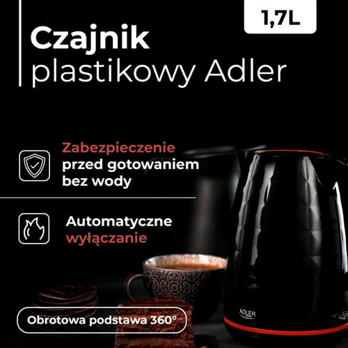 ADLER AD 1277 Black Plastični kuhalnik z regulacijo temp., 1,7 L 4