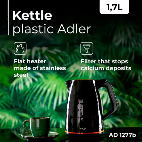 ADLER AD 1277 Black Plastični kuhalnik z regulacijo temp., 1,7 L 5