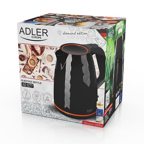 ADLER AD 1277 Black Plastični kuhalnik z regulacijo temp., 1,7 L 2