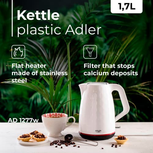 ADLER AD 1277 White Plastični kuhalnik z regulacijo temp., 1,7 L 5