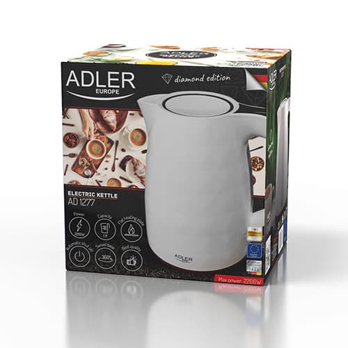 ADLER AD 1277 White Plastični kuhalnik z regulacijo temp., 1,7 L 2