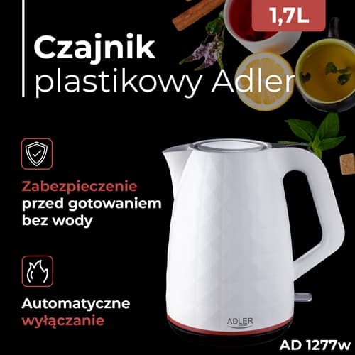 ADLER AD 1277 White Plastični kuhalnik z regulacijo temp., 1,7 L 4