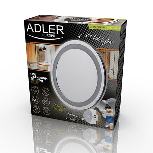 ADLER AD 2168 Kopalniško LED ogledalo, 5x povečava, 24 LED, nastavitev svetlosti 4