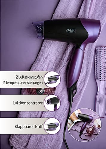 ADLER AD 2260 Sušilnik las, 1600W, s hladnim zagonom 4