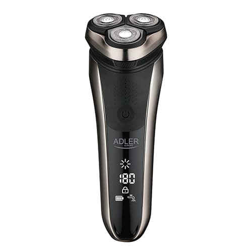 Brivnik ADLER AD 2933, 3 glave, LCD, polnilen, srebrn