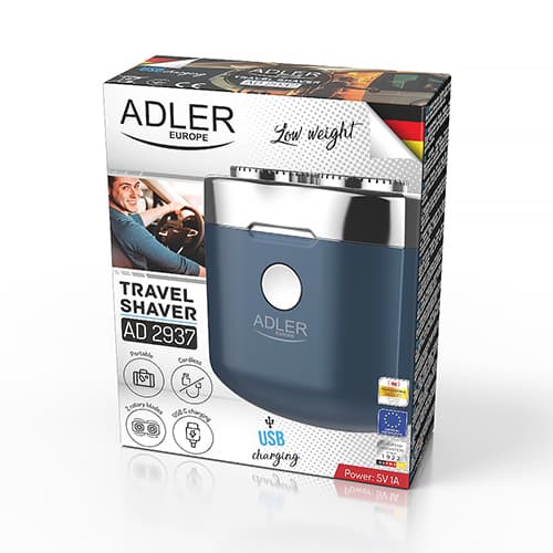 Potovalni brivnik ADLER AD 2937, 2 glavi, USB polnilna 5