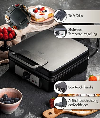ADLER AD 3049 Gofra 1800W z regulacijo temperature 3