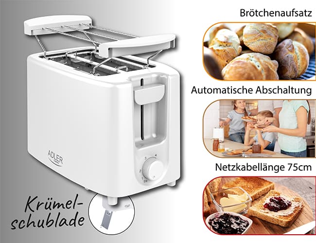 ADLER toaster AD 3223 za 2 kromki 8