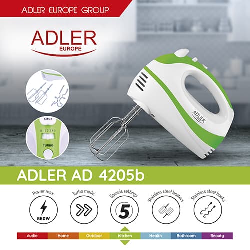 ADLER AD 4205 Ročni mešalnik, 550W, zeleni 7