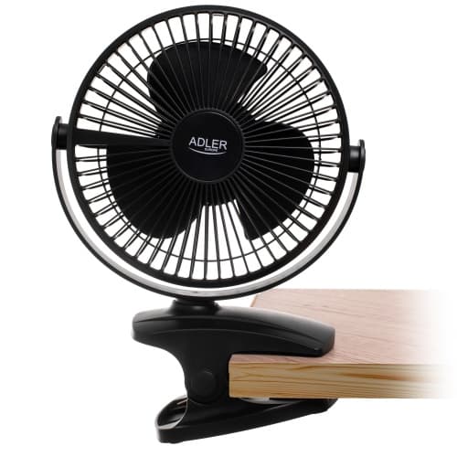 ADLER AD 7342 črn namizni ventilator s sponko, 15,5 cm, USB-C 6