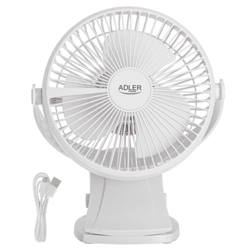ADLER AD 7342 bel namizni ventilator s sponko, 15,5 cm, USB-C