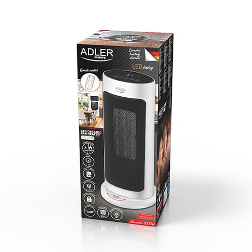 ADLER Termoventilator AD 7738, keramični, LED, s pilotom + timer 5